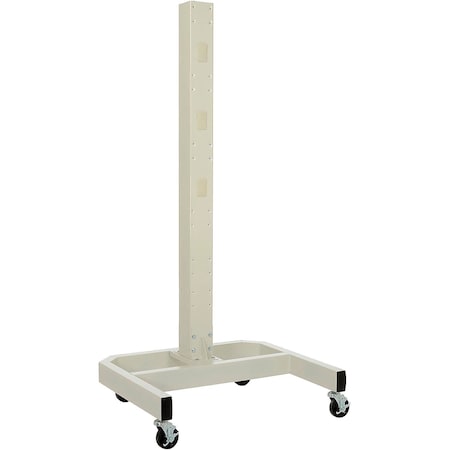 Global Industrial 78inH Mobile Post with Caster Base & Power Outlets, Beige 239200BGE